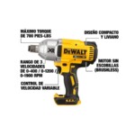 Llave de impacto de alto torque XR® de 20 V MAX* de 3/4" con pasador de retención de anillo de cerdo y yunque - Imagen 2